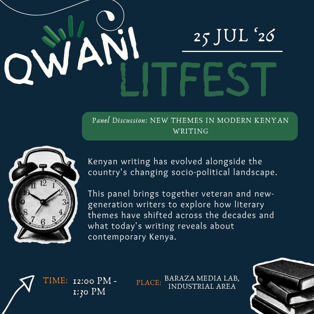 Qwani LitFest poster: New Themes in Modern Kenyan Writing